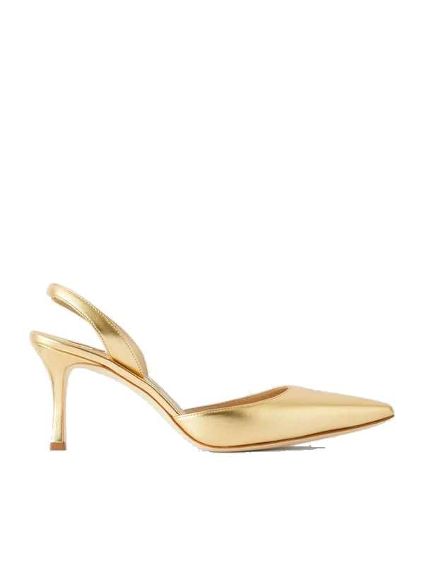 Manolo Blahnik Carolyne Gold Slingbacks