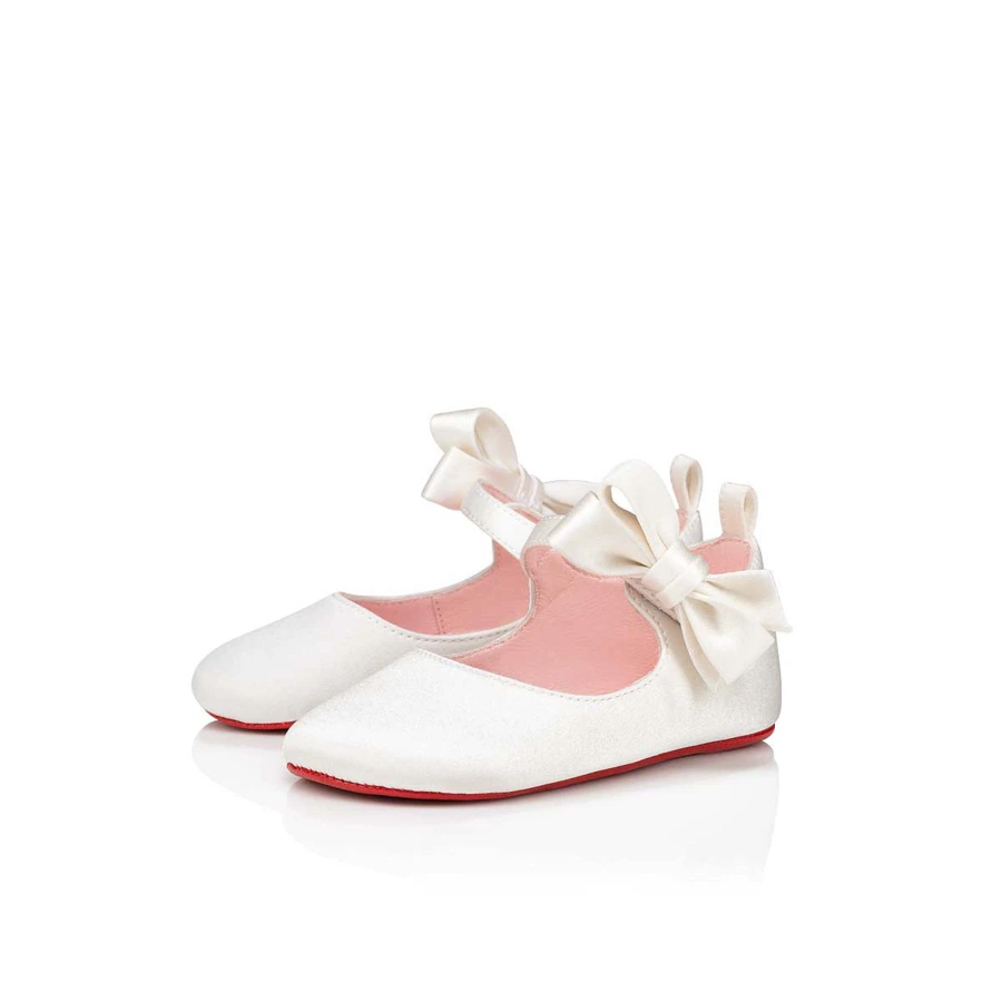 White Christian Louboutin Lou Babe bow flats