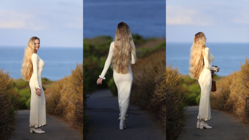 Charlotte’s original Newport Coast photographs in a cream coastal look