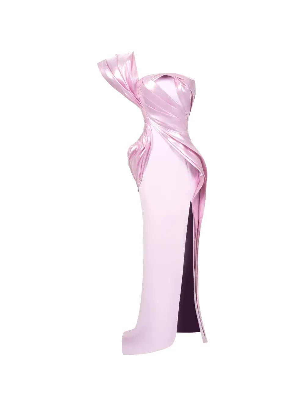 GABY CHARBACHY One-Shoulder Draped Gown
