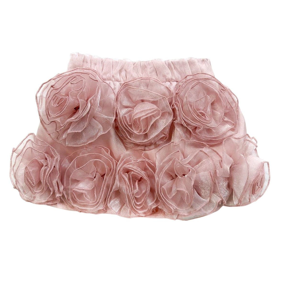 Petite Maison Kids Vivian organza skirt in dusty pink with floral appliques