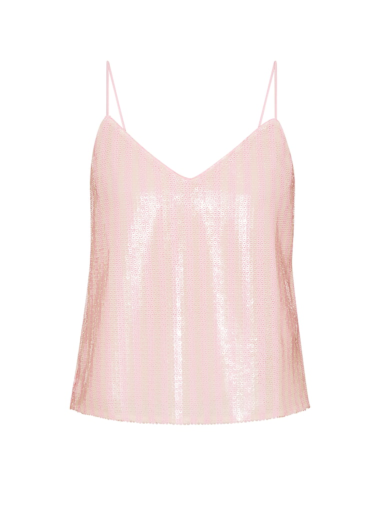 Shine Shop Sequin Cami · Iconic Pink Stripes · product-only photo