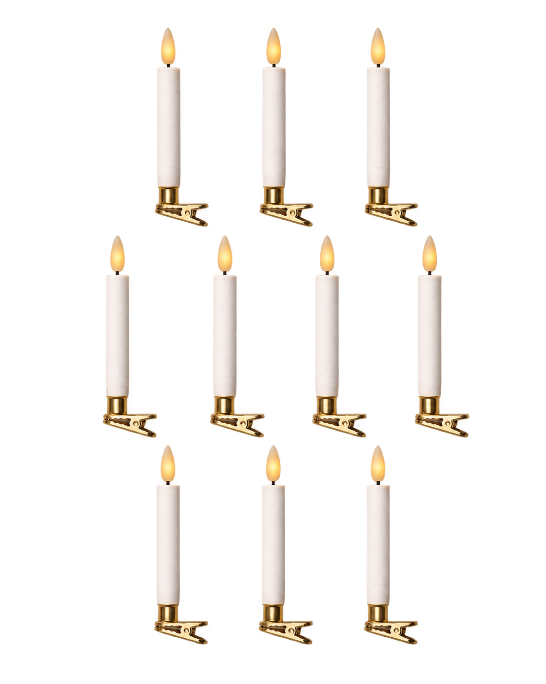 McGee & Co. LED Candle Lights with Brass Clips — Set of 10