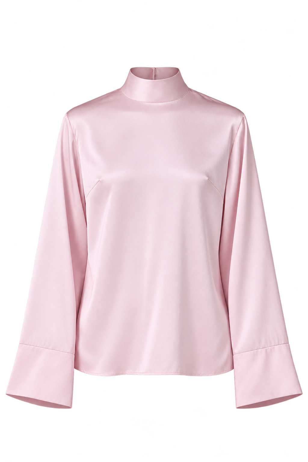 SAME rose silk long-sleeve blouse, shown without a model or skirt.